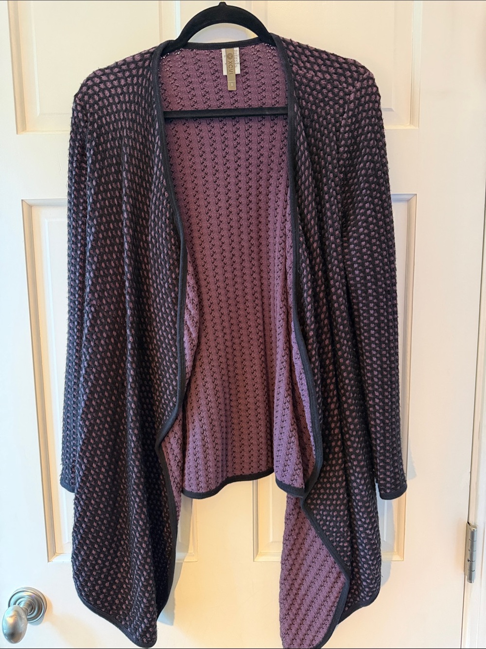 XCVI Two-Tone Purple Open-Front Cardigan
